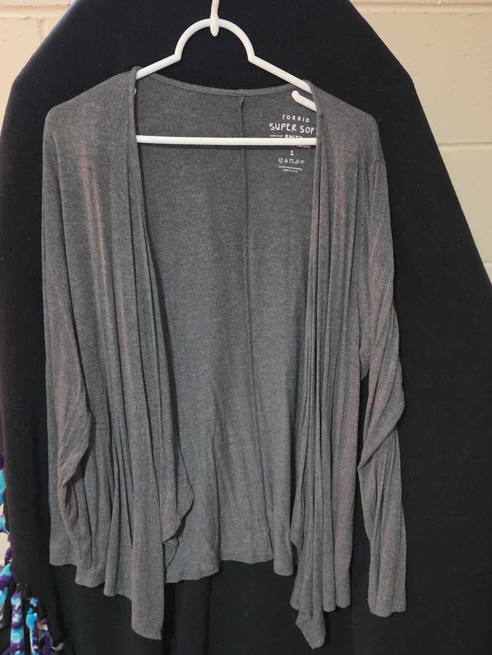 torrid Charcoal Gray Open-Front Draped Cardigan